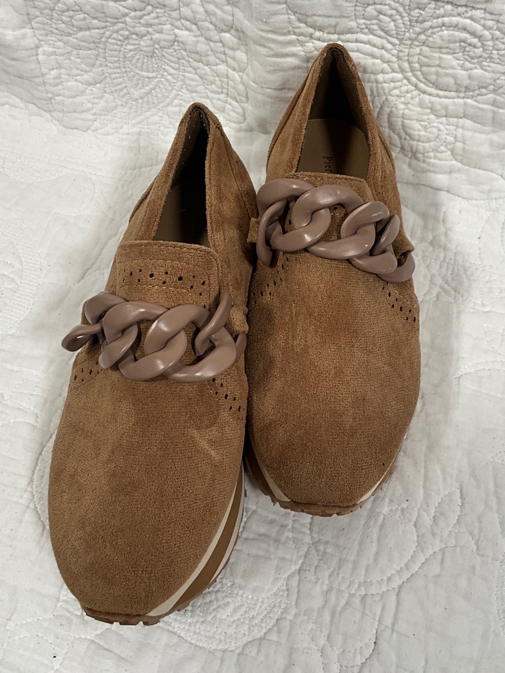 Pierre Dumas Brown Suede Platform Chain Loafers
